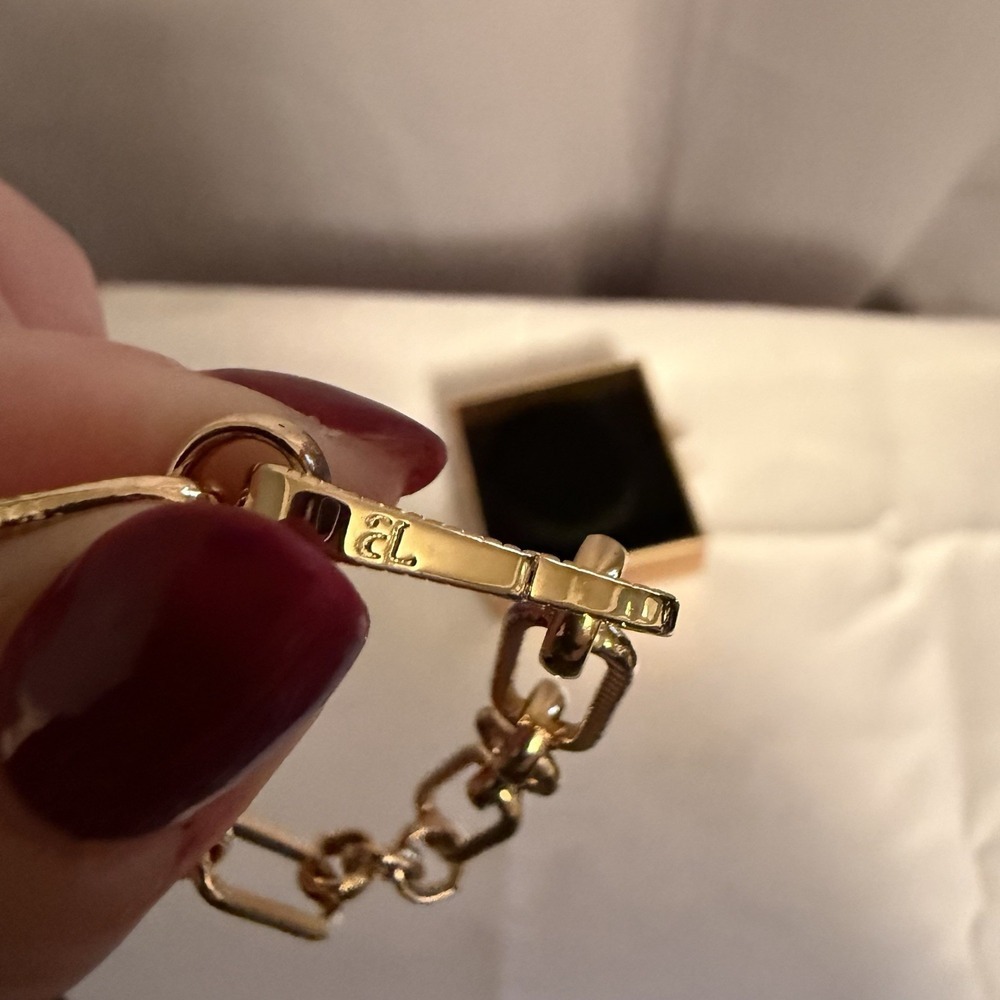 ABBOTT LYON Figaro Chain Bracelet Gold Oval Link S/M 7.5 Inch 18K Gold Plated - Picture 5 of 12